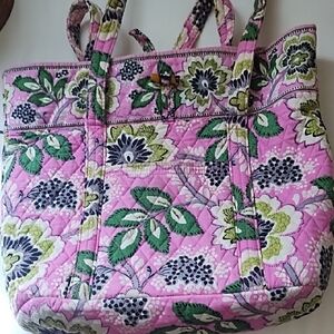 Vera Bradley Pink and Green Floral Tote Bag